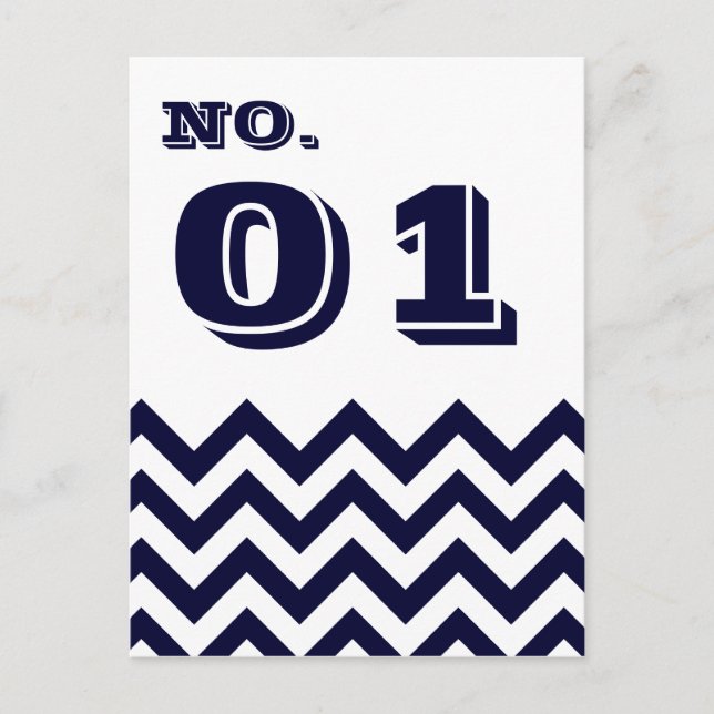 Chevron Wedding Table Number Cards (Front)