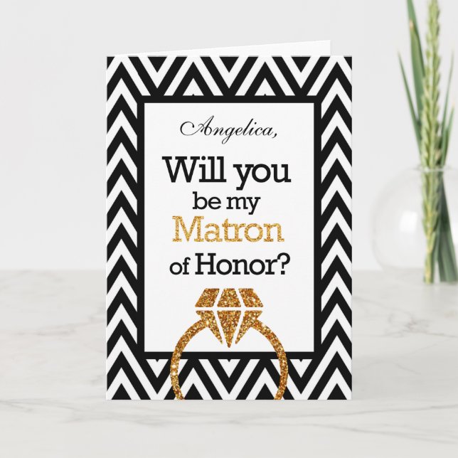 Chevron Will You Be My Matron of Honour Invitation (Front)