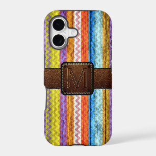 Chevron Wood Brown Leather Look