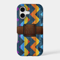 Chevron Wood Brown Leather Look #3