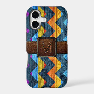Chevron Wood Brown Leather Look #3