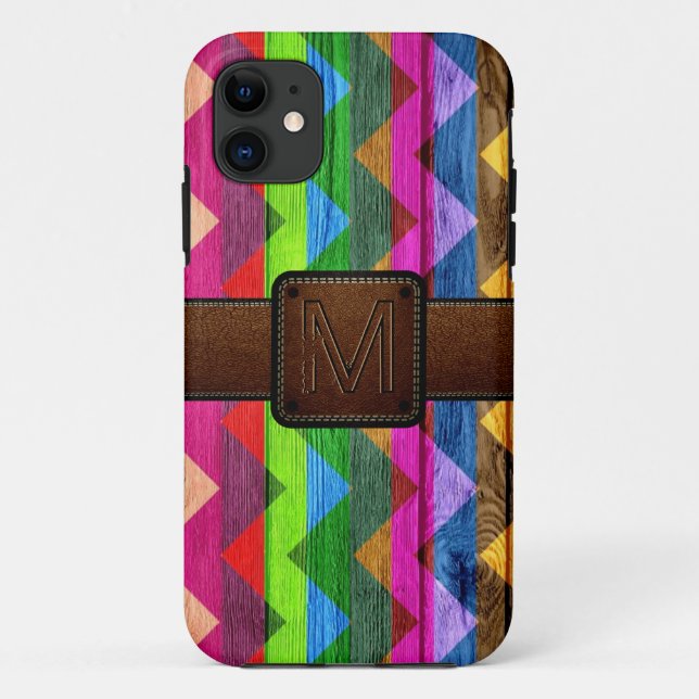 Chevron Wood Brown Leather Look #4 Case-Mate iPhone Case (Back)