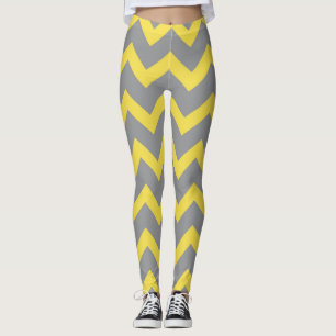 Chevron yellow grey pattern lines stripes leggings