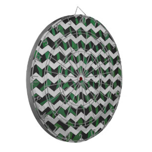 Chevron Zebra Black and Green Print Dartboard