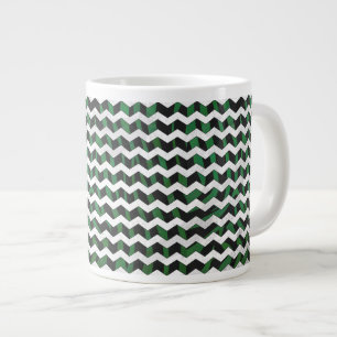 Chevron Zebra Black and Green Print Large Coffee Mug