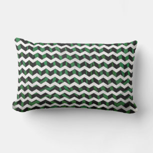 Chevron Zebra Black and Green Print Lumbar Cushion