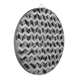 Chevron Zebra Black and Grey Dartboard