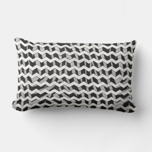 Chevron Zebra Black and Grey Lumbar Cushion
