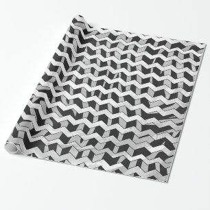 Chevron Zebra Black and Grey Wrapping Paper
