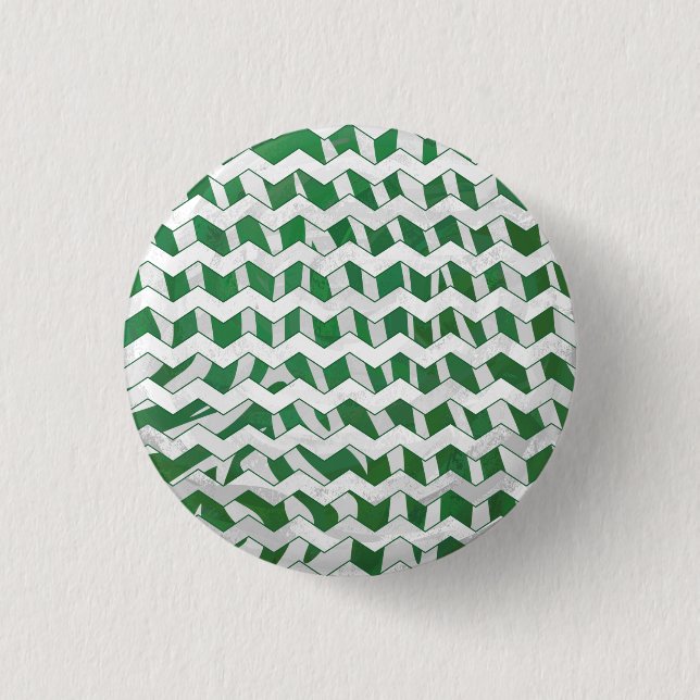 Chevron Zebra Green and White Print 3 Cm Round Badge (Front)