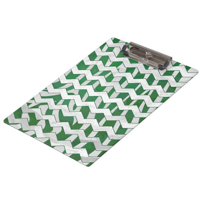 Chevron Zebra Green and White Print Clipboard (Angled)