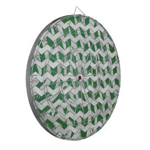Chevron Zebra Green and White Print Dartboard