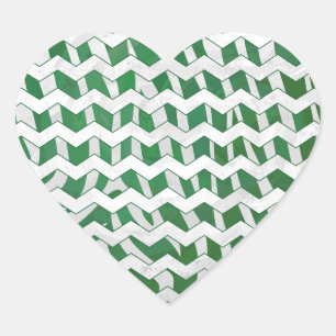 Chevron Zebra Green and White Print Heart Sticker
