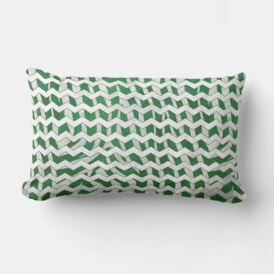 Chevron Zebra Green and White Print Lumbar Cushion