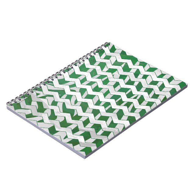 Chevron Zebra Green and White Print Notebook (Left Side)