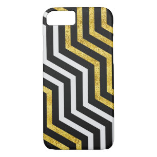 Chevron Zig Zag Black White Gold Stripes iPhone iPhone 8/7 Case
