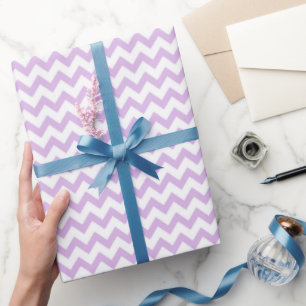 Chevron Zig Zag Pattern Pastel Lilac White Scandi  Wrapping Paper