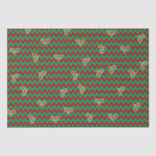 Chevron Zig Zag Ruby Red Green Christmas Tennis Tissue Paper