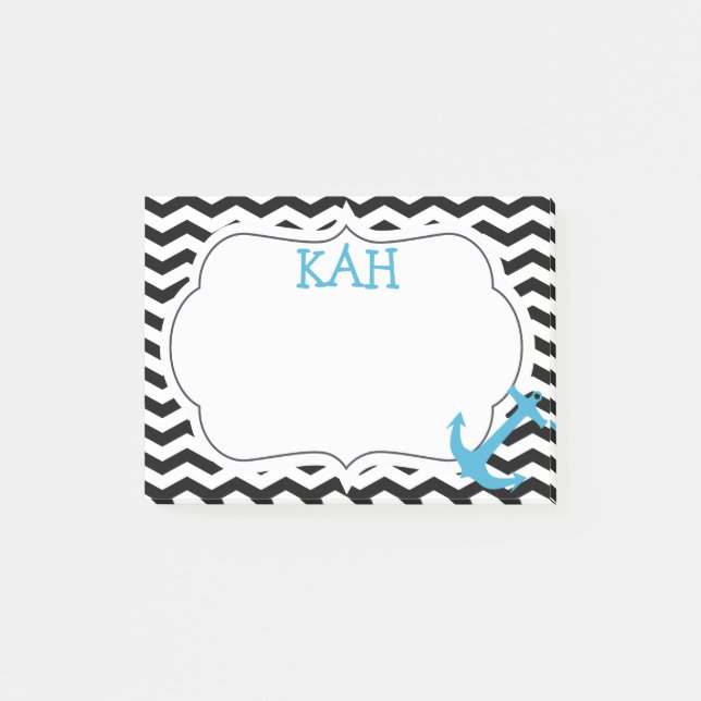 Chevron Zigzag Anchor Monogram Post-It Notes (Front)