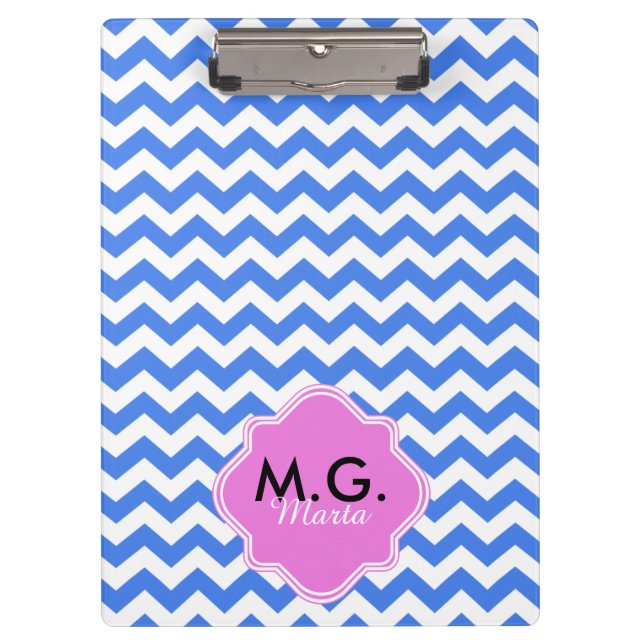 Chevron Zigzag Blue Pattern Clipboard (Front)