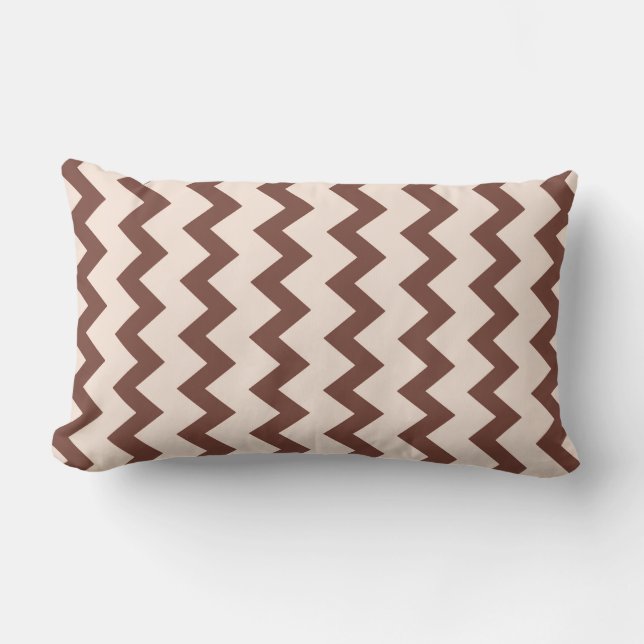 Chevron zigzag design natural pink brown lumbar cushion (Front)