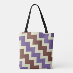 Chevron zigzag design purple brown pale green tote bag