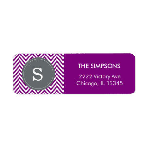 Chevron Zigzag for a Unique Purple White Monogram Return Address Label
