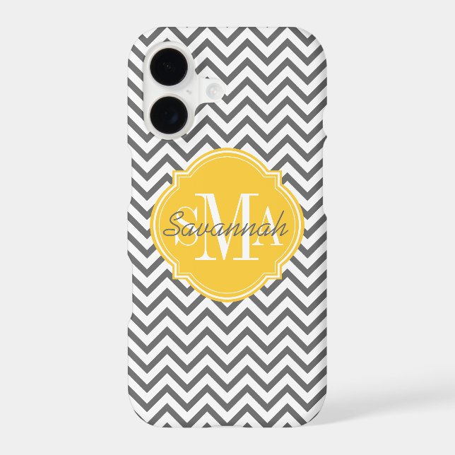 Chevron Zigzag Grey Pattern Monogram (Back)