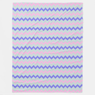 Chevron zigzag ice blue pink cobalt fleece blanket