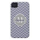 Chevron Zigzag Navy Blue Pattern Monogram