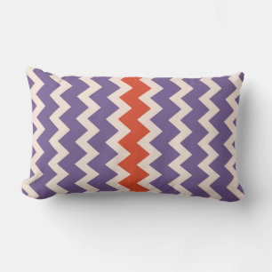 Chevron zigzag pale pink bright purple red lumbar cushion