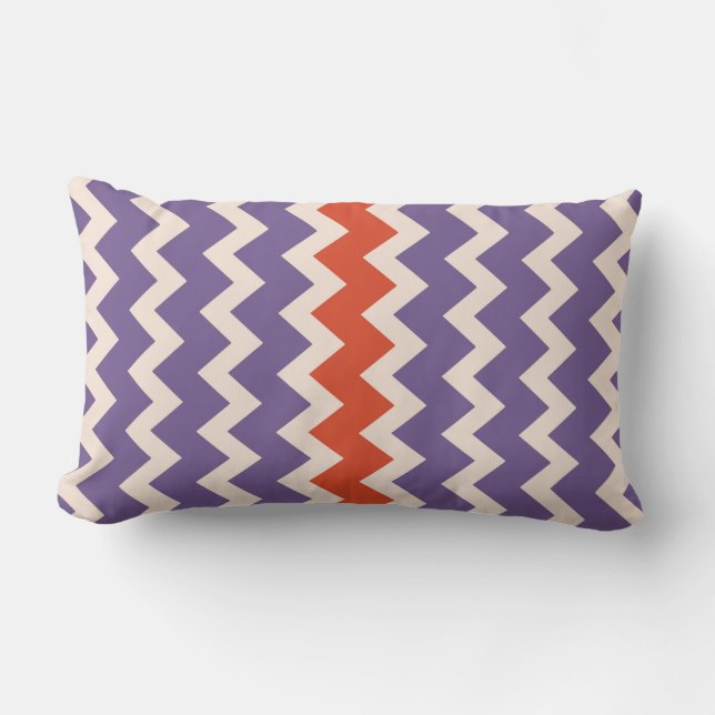 Chevron zigzag pale pink bright purple red lumbar cushion (Front)