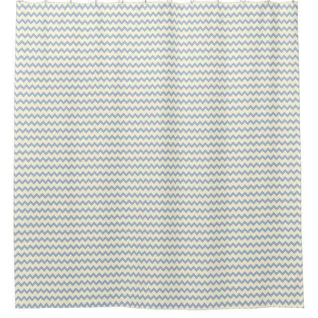 Chevron zigzag pattern ice blue and cream shower curtain (Front)
