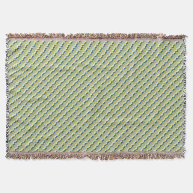 Chevron zigzag pattern in green blue colours throw blanket (Front)