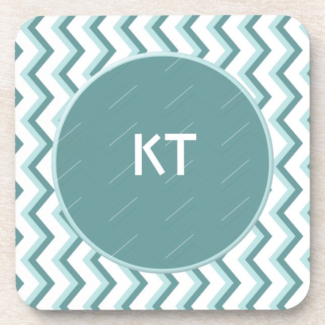 Chevron ZigZag Pattern in Mint Green Coaster (Front)