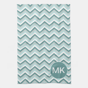 Chevron ZigZag Pattern in Mint Green  - Customized Tea Towel