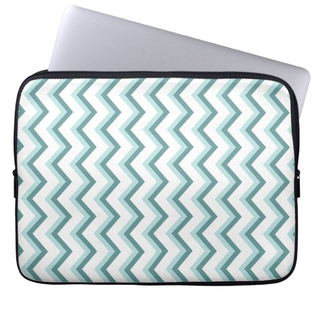 Chevron ZigZag Pattern in Mint Green Laptop Sleeve (Front)