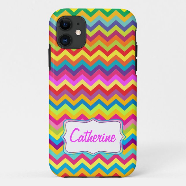 Chevron zigzag pattern multi-coloured iphone case (Back)