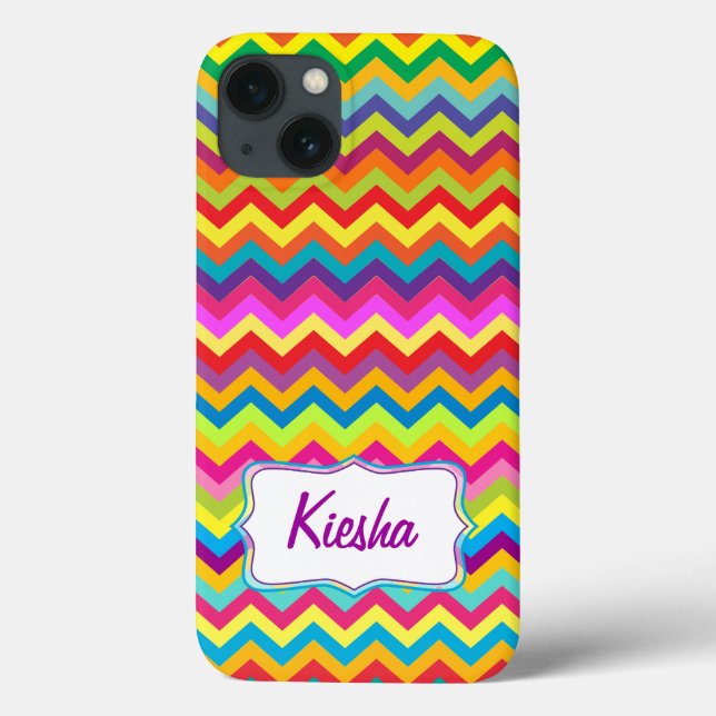 Chevron zigzag pattern multi-coloured iphone case (Back)