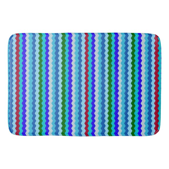 Chevron zigzag Pattern Sea Glass Bath Mat (Front)