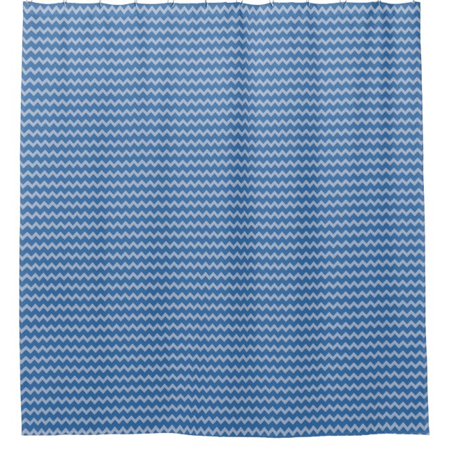 Chevron zigzag pattern two tones of blue shower curtain (Front)