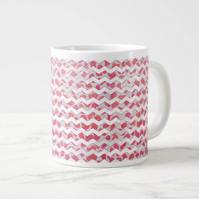 ChevronDalmatian Pink and White Large Coffee Mug (Front Right)