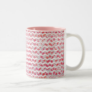 ChevronDalmatian Pink and White Two-Tone Coffee Mug