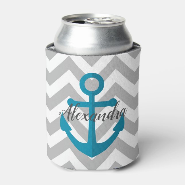 Chevrons and Anchor Can Cooler (Can Front)