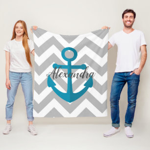 Chevrons and Anchor Fleece Blanket