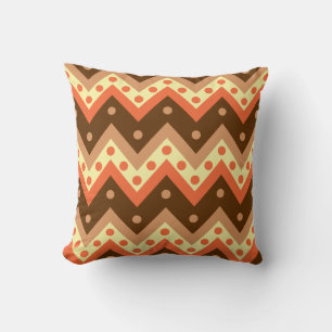 Chevrons and dots - brown and rust cushion