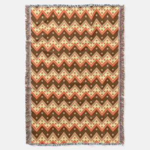 Chevrons and dots - brown and rust throw blanket