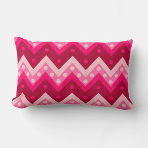 Chevrons and dots - burgundy and pink lumbar cushion