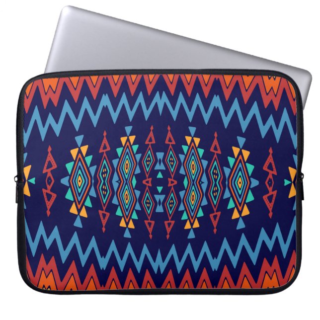 Chevrons and rhombus abstract design laptop sleeve (Front)