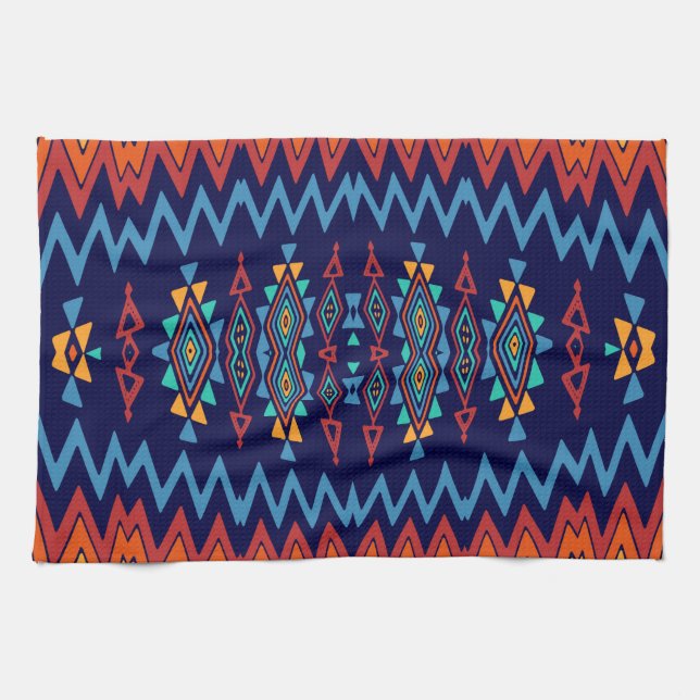 Chevrons and rhombus abstract design tea towel (Horizontal)